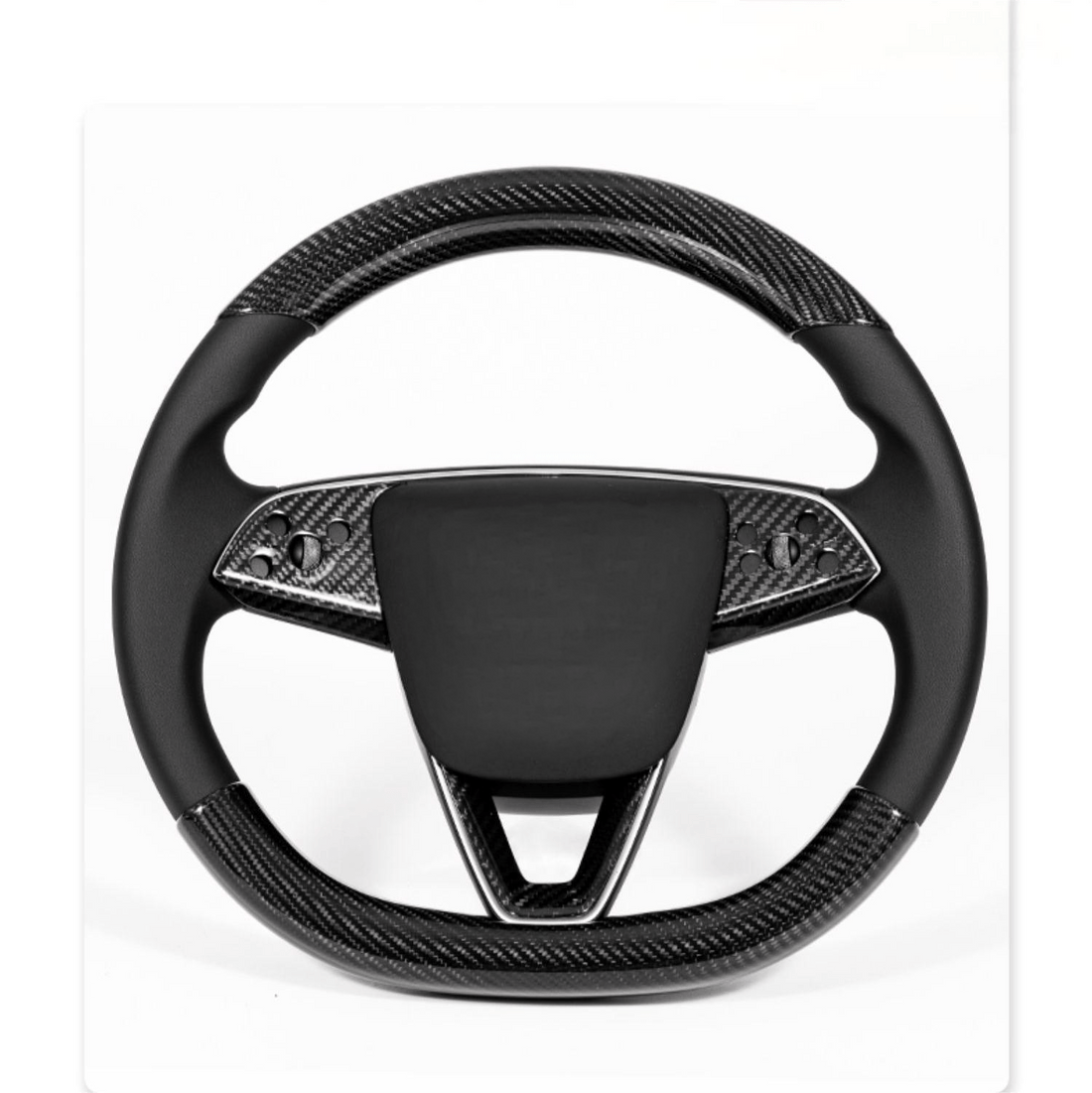 Steering Wheel Bezel Overlay Real Dry Carbon Fiber for New Model 3 & Model Y (3 Pieces) - Tesery Official Store