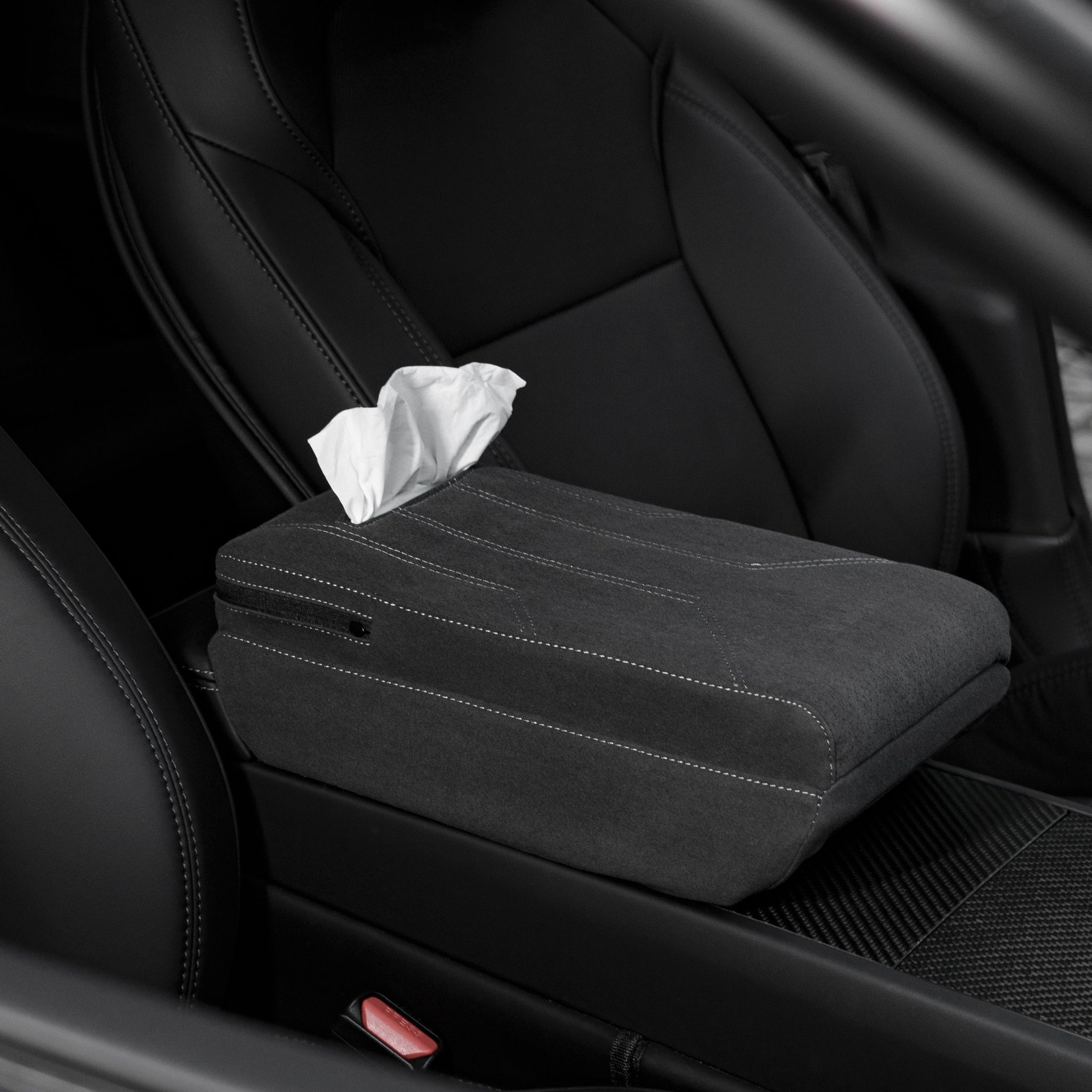 Suede Armrest Cover with Raised Pad & Tissue Box for Model Y Juniper & Model 3 Highland - Tesery Official Store