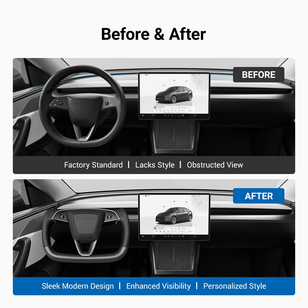 TESERY Carbon Fiber Heated Yoke Steering Wheel for Model 3 Highland / Model Y Juniper - Tesery Official Store