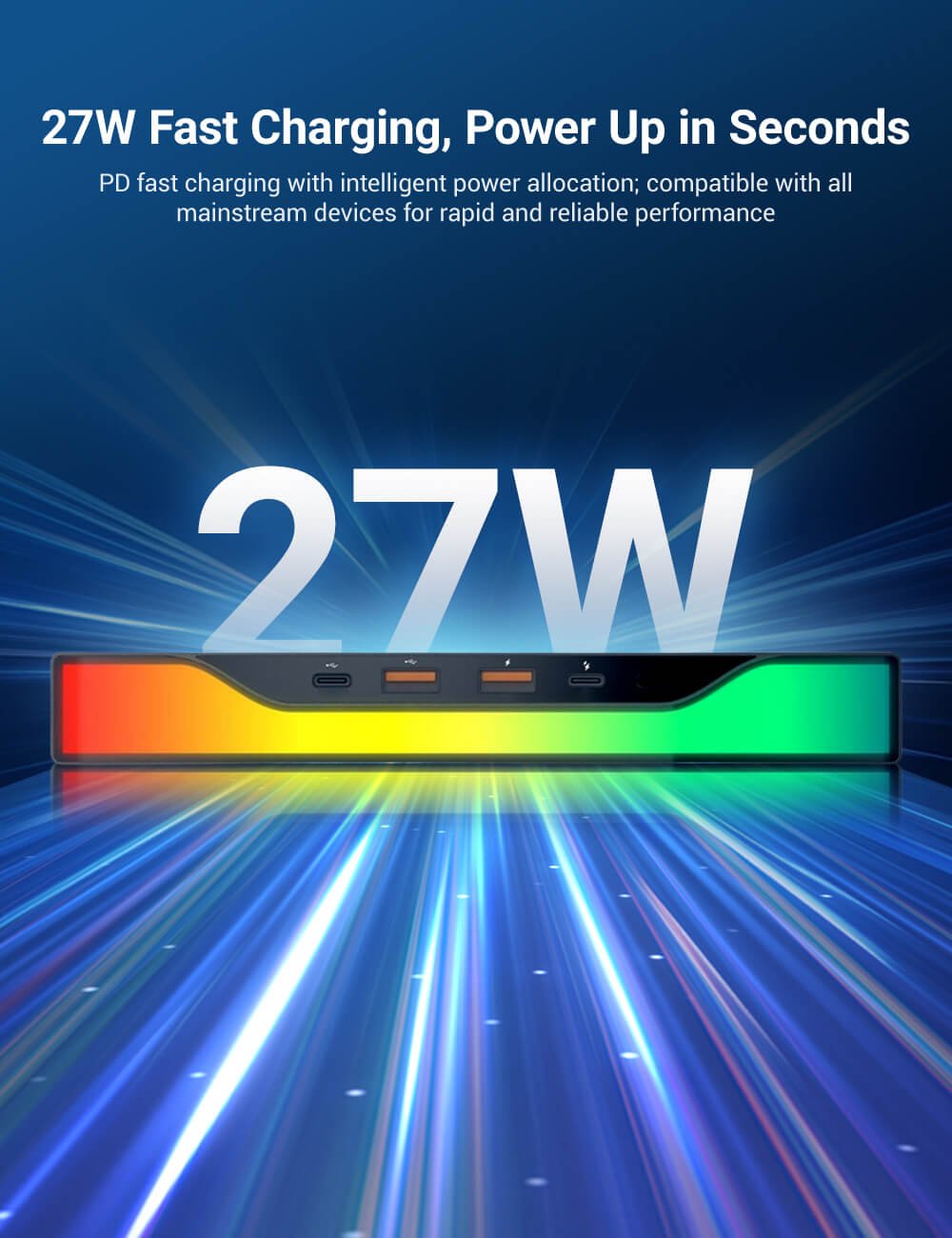 TESERY Center Console USB Hub with Ambient Lighting for Model 3/Y 27W Fast Charging- Tesery Official Store