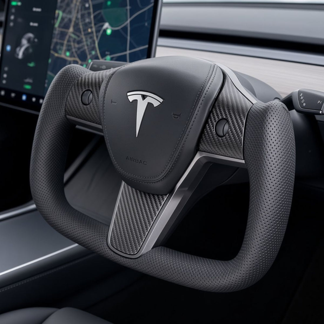 TESERY Perforated Leather Yoke Steering Wheel for Tesla Model 3 / Y【Style 35】 - Tesery Official Store
