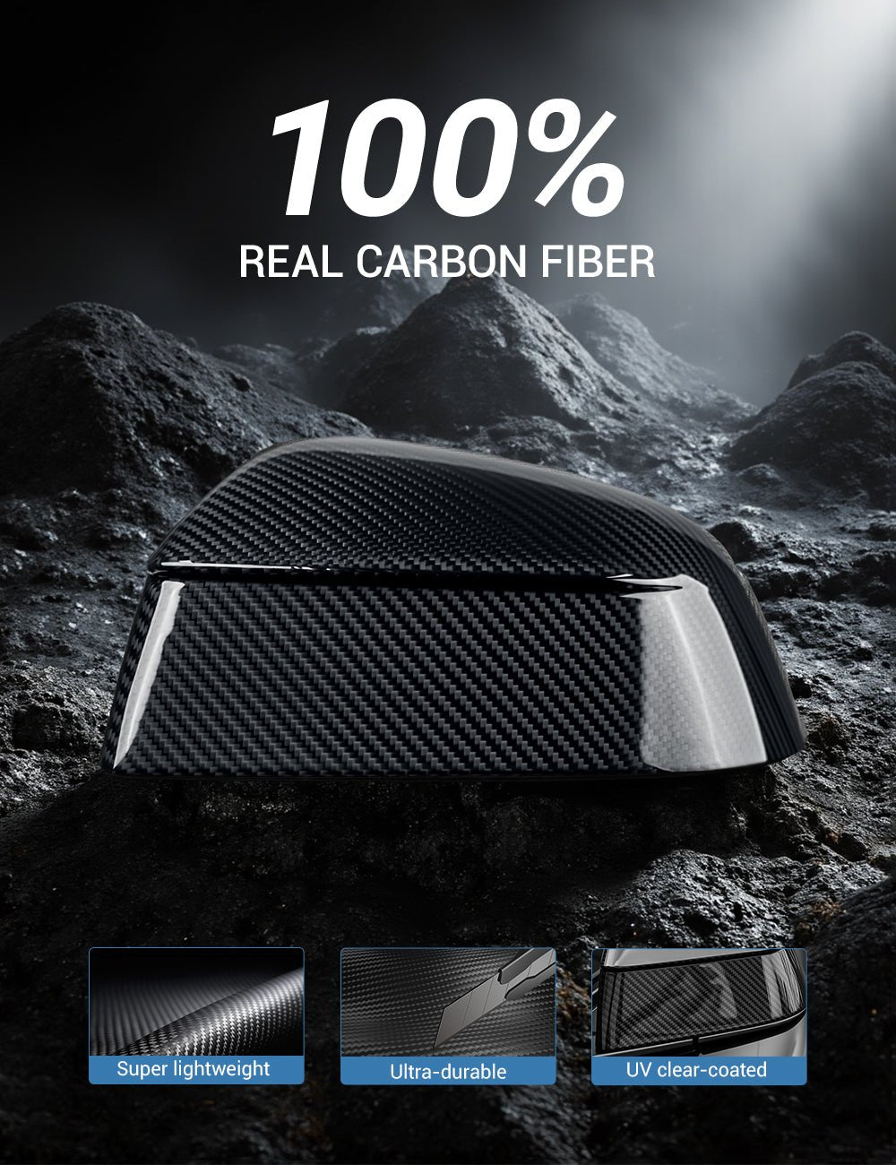 TESERY Side Mirror Cover for Tesla Model Y Juniper ( OEM Style ) - Dry Carbon Fiber Exterior Mods - Tesery Official Store