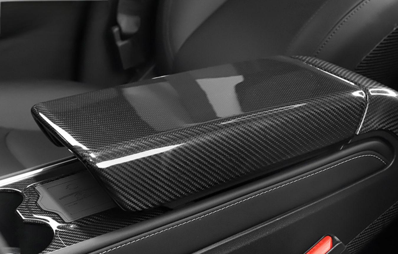 Tesla Model 3/Y Real Molded Carbon Fiber Armrest Cover - Tesery