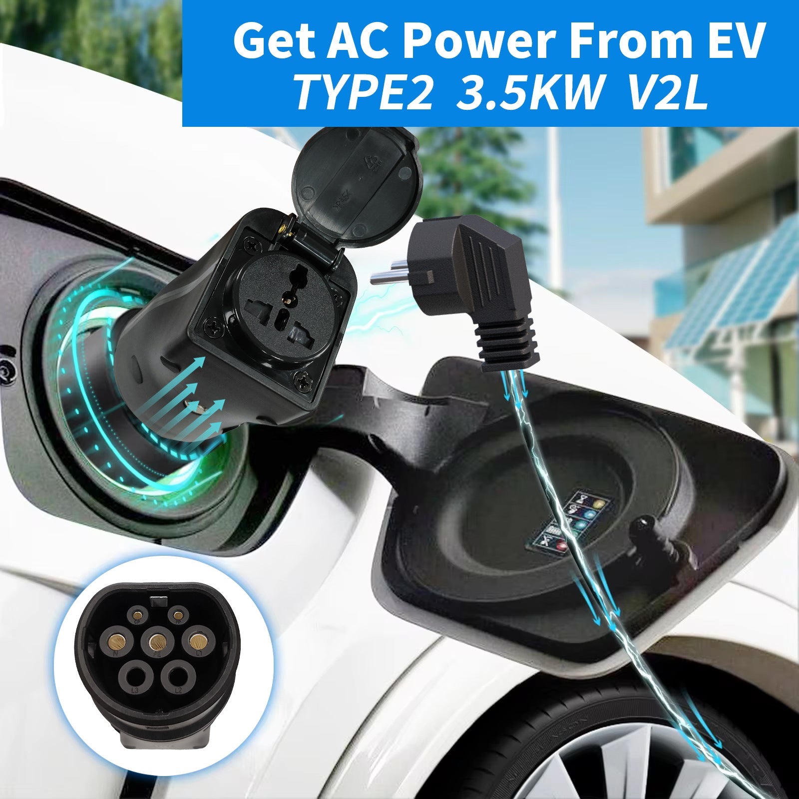 Type 2 V2L Discharger Adapter | Vehicle - To - Load - Tesery Official Store