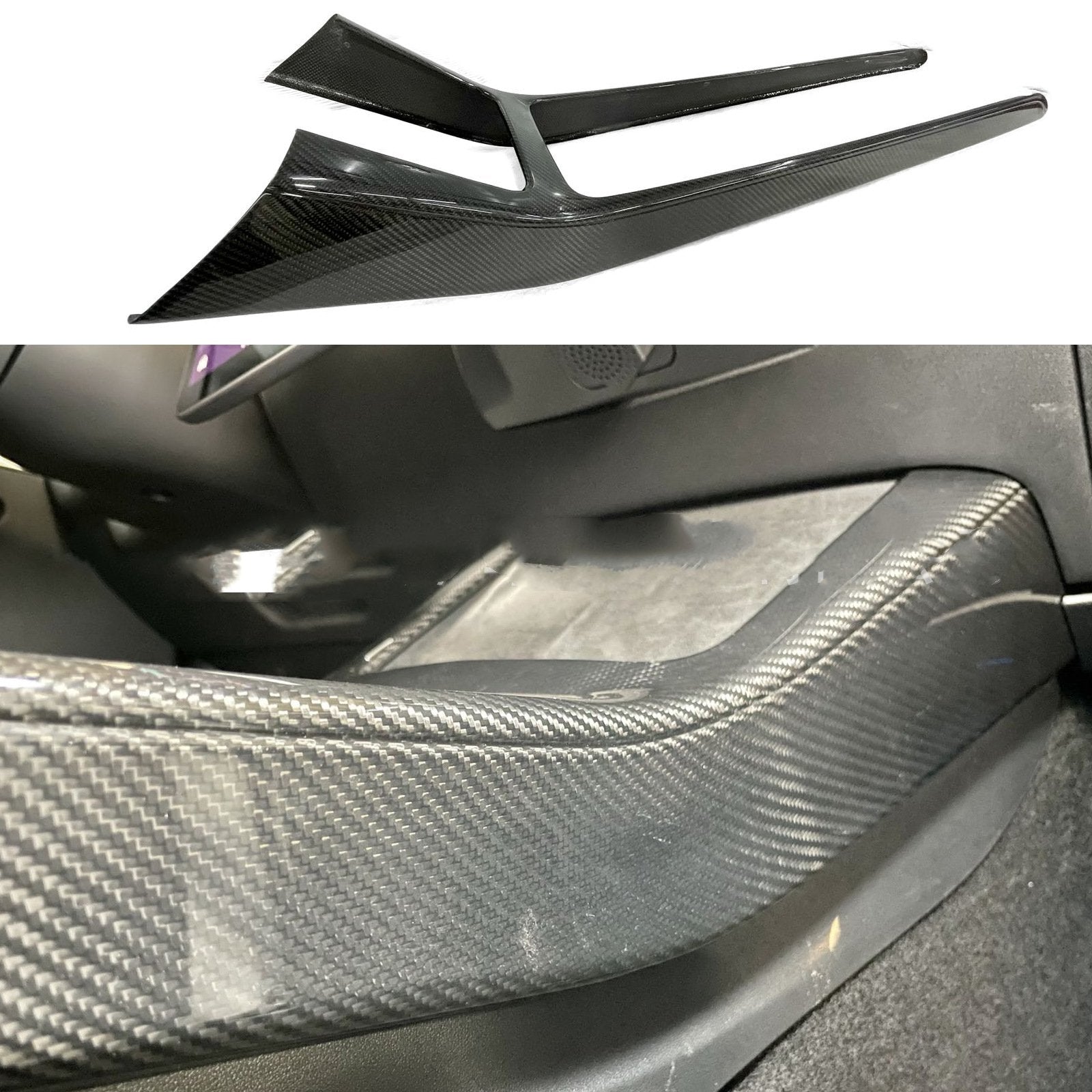Real Dry Carbon Fiber Center Console Trim Panel for Tesla Model Y 2021 - 2024 - Tesery Official Store
