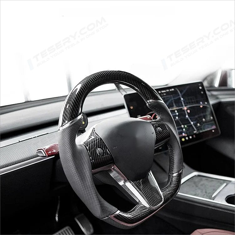Sport Grip Carbon Fiber Steering Wheel for Tesla Model 3 / Y 【Style 40】 - Tesery Official Store