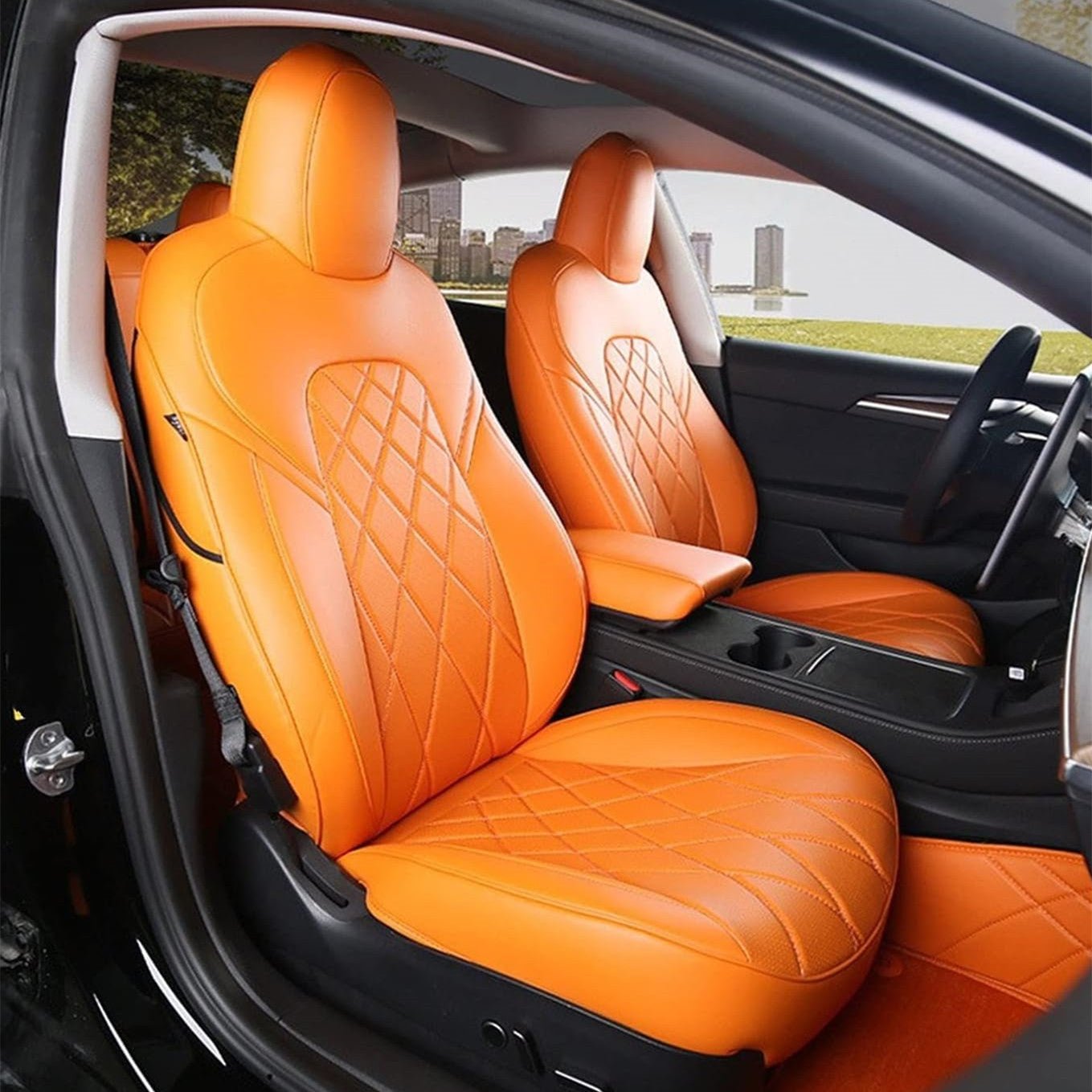 TESERY Seat Covers for Tesla Model 3 / Model Y - Orange