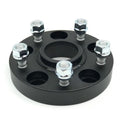 TESERY forged wheel spacer front view with five silver studs and nuts alternating with five mounting holes.