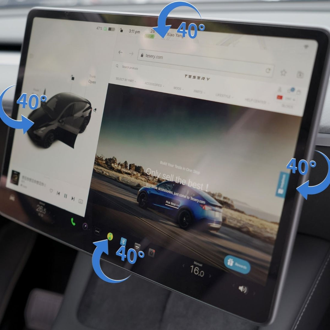 TESERY Tesla Model 3 / Y Swivel Screen Mounting Kit - Upgrade Version (Fits RHD & LHD) - Tesery Official Store