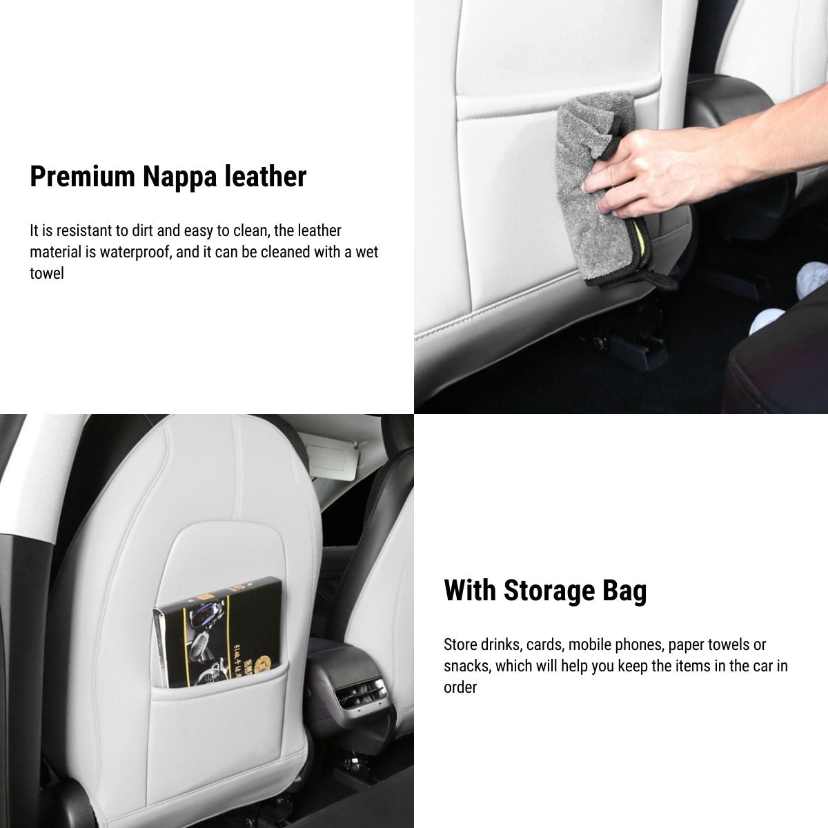 Lattice Leather Seat Back Protector for Tesla Model 3 2017-2023.10 & Model Y 2020-2024 - Tesery Official Store